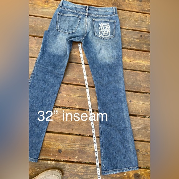 BURBERRY Distressed/Large LOGO 5 Pocket/straight leg Jeans🔥EUC🔥30”waist,UNISEX - Picture 15 of 16